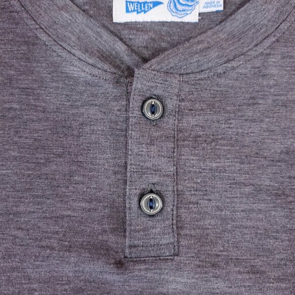 Huckberry Wellen Seawool Henley Mens Size XXL Long Sleeve Shirt Gray Stretch - Picture 4 of 11